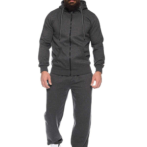 Survêtement unisexe gris à capuche, demi-zip, en polaire respirante, avec poches latérales, coupe décontractée, couleur unie, pour l'automne - Product Image 1