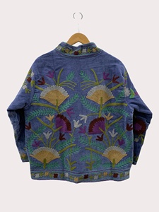 Bohemian Velvet Suzani Jacket Embroidered Jacket Oversize Winter Jacket Uzbek <b>Duster</b> Style Handmade Jacket Gift for Her - Product Image 3