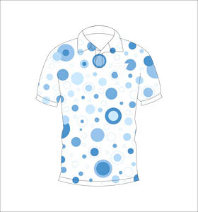 Polo pour homme blanc et bleu à pois, personnalisable par sublimation, manches courtes, décontracté, respirant, léger, pour le golf - Product Image 1