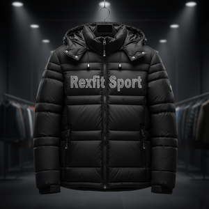 Veste d'hiver matelassée personnalisée RexFit Sports Premium, rembourrée de duvet, pour hommes et femmes, logo brodé, OEM ODM - Product Image 4