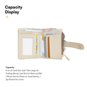 Portefeuille de cou simple pour femme à motif géométrique, porte-cartes, pochette à monnaie zippée, en cuir synthétique, avec sangle détachable, 12x10cm Hody - Product Image 3