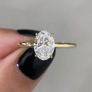 แหวนเพชรแท้ทรงรี Tishya Diamond ผลิตในห้องปฏิบัติการ ทองคำแท้ 10K สไตล์วินเทจ สำหรับวันครบรอบและขอแต่งงาน - Product Image 1