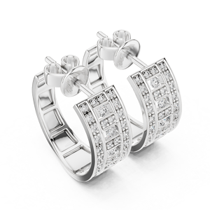 Boucles d'oreilles créoles de luxe en diamant de laboratoire, pavé d'argent, certifiées IGI, cadeau de mariage pour femme, bijoux fins pour anniversaire - Product Image 2