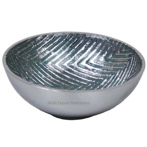 Cuenco redondo de aluminio con acabado plateado de buena calidad para el hogar y utensilios de cocina, cuencos para servir comida y ensalada de mesa - Product Image 1