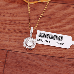 Collier pendentif halo en or 14 carats avec diamant rond de laboratoire de 0,99 carat total, diamant central de 5,80 mm, bijoux en or fin de luxe pour mariage - Product Image 5
