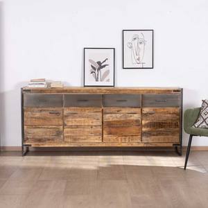 Vandana Autumn Sense Industrial <b>sideboard</b> 200 cm in mango wood and metal Shade - Product Image 1