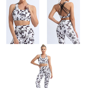 <b>Leggings</b> and Bra Breathable 220g Drawstring Closure Wholesale <b>Women</b> Polyester Spandex Fitness <b>Leggings</b> for Yoga Wear Set - Product Image 5
