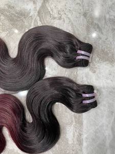 ผมต่อแบบเส้นตรง 24 นิ้ว แบบ Body Wave สีออมเบรม่วงและสีดำธรรมชาติ ผมแท้ 100% ผมเวียดนาม - Product Image 4