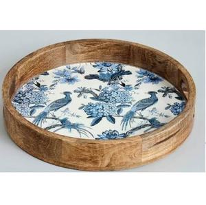 Bandeja de Servicio de Madera con Acabado Natural, Forma Redonda, Nueva Llegada, para Decoración de Mesa y Uso en Hostelería - Product Image 2