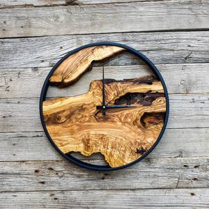 Hand Crafted Round Teak Wood Wall <b>Clock</b> Natural Grain Decorative Timepiece Framed Wooden <b>Clock</b> for Living Room Bedroom - Product Image 4