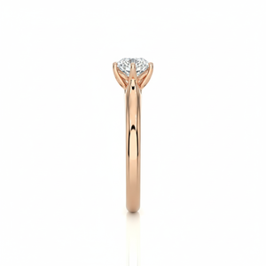 Bague de fiançailles en or rose massif 9 carats avec diamant de laboratoire taille brillant rond, certifiée IGI, alliance de mariage moderne - Product Image 5