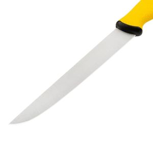 Couteaux de boucher jaunes et noirs avec lame argentée fine, poignée ergonomique texturée et trou de suspension pour la découpe de la viande - Product Image 6