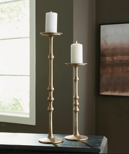 Gold Metal Handmade Eco-Friendly Pillar Candle Holder <b>Tall</b> <b>Candlestick</b> Textured Stem for Luxury Table Centerpiece Home Decor - Product Image 1