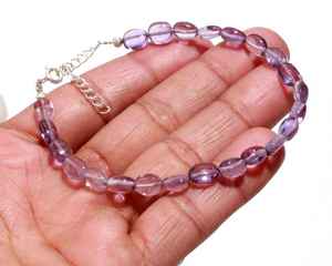 Natural Pink Amethyst Faceted Oval <b>Beaded</b> <b>Bracelet</b> 8mm Handmade Gemstone <b>Bracelet</b> For Women Pink Amethyst Jewelry Making Bulk - Product Image 5