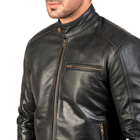 Veste en cuir noir sur mesure pour homme, style Cafe Racer, manteau de motard vintage haut de gamme, fabricant de vêtements OEM, fournisseur en gros de marques privées