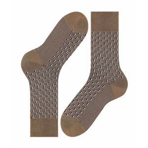 Chaussettes pour hommes en tricot jacquard à motif géométrique respirantes pour un usage quotidien en automne Marron - Product Image 1