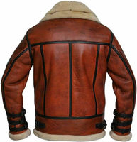 Veste en cuir véritable pour homme, style aviateur, en peau de mouton, vintage, pour l'hiver, avec col en fourrure
