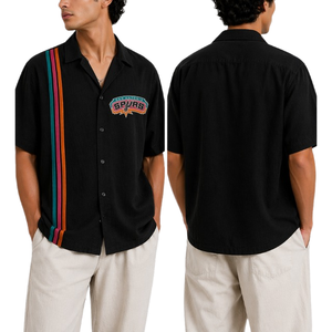 Streetwear Men's Casual Loose Fit Short Sleeve Custom Loose Fit 100% Cotton Breathable For Spring/Summer <b>Shirt</b> with Comfort Fit - Product Image 3