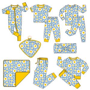 Di alta qualità Casual manica lunga cartone animato fiore Unisex bambino pigiama 2 Set Baby pigiami per bambini - Product Image 1