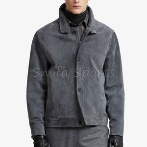 Chaqueta Casual de Invierno Premium Grayson de Gamuza Marrón con Cuello Estilo Camisa y Forro de Viscosa - Product Image 2