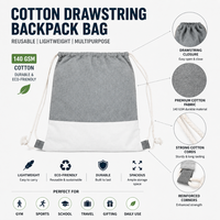 Sac à dos en coton personnalisé avec cordon de serrage |   Sac de sport réutilisable en toile 140 GSM |   Sac à cordon écologique promotionnel