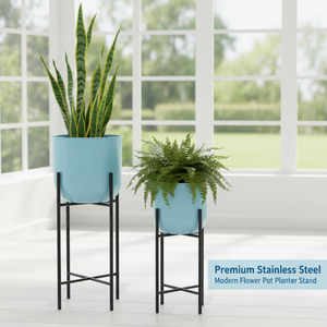 Macetero Moderno de Acero Inoxidable de Primera Calidad, Soporte para Macetas con Acabado Azul Cian, Ecológico, para Uso en Interiores, Hogar y Jardín - Product Image 3