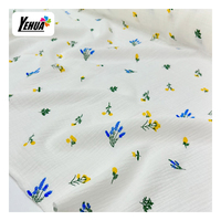 Imprimé doux motifs de petites fleurs imprimer 100% coton tissu de mousseline froissée pour bébé vêtements serviette couverture
