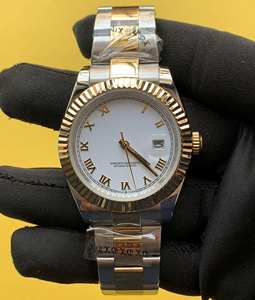 BOJ Plain R.O.L.E.X.06 41MM Hip-Hop Style White Roman Dial Stainless Steel Dual Movement Moissanite Luxury <b>Watch</b> Low Price Hot - Product Image 4