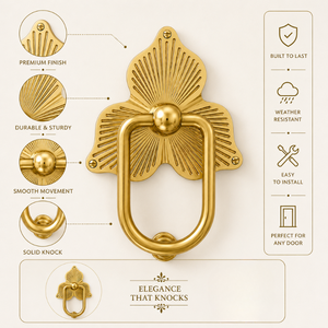 Luxury Brass Sunburst <b>Door</b> <b>Knocker</b> Decorative Vintage <b>Front</b> <b>Door</b> Hardware Elegant Entrance Accent for Homes Villas Hotels Decor - Product Image 5