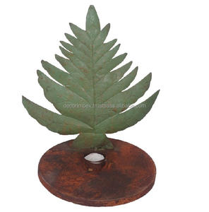 Bougeoir finition feuilles vertes fabriqué à la main pour l'intérieur maison de vacances décor de noël fournitures de fête en gros - Product Image 1