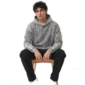 Sudadera con Capucha de Felpa para Hombre, Estilo Acid Wash, Corte Holgado, Acabado Vintage, con Logotipo de Marca Bordado - Product Image 5
