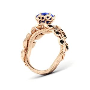 Trendy Design Lab Made Tanzanite Round Shaped 925 Sterling Silver Ring 14Karat Gold Gemstone Jewelry Beautiful New Collection - Product Image 3