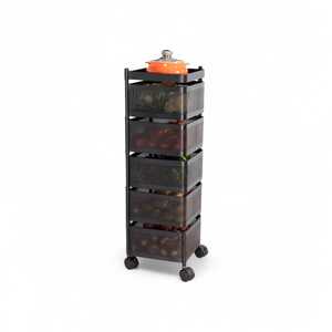 Carrito de Almacenamiento de Alimentos Comercial Multifuncional de 5 Niveles, No Plegable, con Recubrimiento en Polvo MS, Estante de Cocina con Bandejas Sólidas y Ruedas de PU - Product Image 6