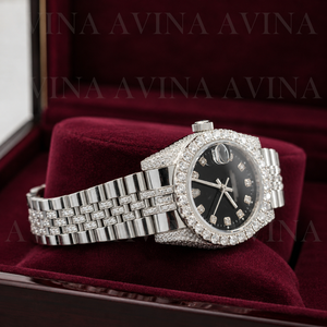 Iced Dial Mechanical Luxury Fashion Hip-Hop Stainless Steel Moissanite Bracelet 20mm Band Analog <b>Case</b> Bar Scale Date Display - Product Image 4