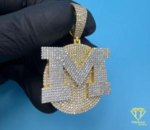 Letter "M" <b>Initial</b> <b>Pendant</b> Iced Out Moissanite Diamond Hip Hop Necklace Bling Chain Luxury Statement Jewelry Gift - Product Image 5