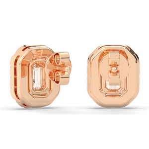 Boucles d'oreilles clous REYES minimalistes en or massif 14 carats avec moissanite taille émeraude 1,6 carat et fermoir à vis pour femme, bijoux fins pour usage quotidien - Product Image 2