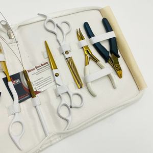 Pinzas de crimpado Nano Ring, kit de herramientas profesionales para extensiones de cabello, tijeras de peluquería de acero inoxidable en oro blanco, logotipo personalizado - Product Image 6