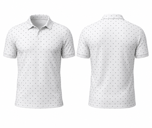เสื้อโปโลผู้ชายสีขาวลายจุด แขนสั้น สไตล์ลำลอง ผ้าถัก ทรงปกติ พิมพ์ลาย - Product Image 2