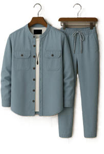 Conjunto de Traje de 2 Piezas para Hombre, Invierno 2026, Cuello Alto, Formal, Impermeable, Transpirable, 100% Algodón - Product Image 5