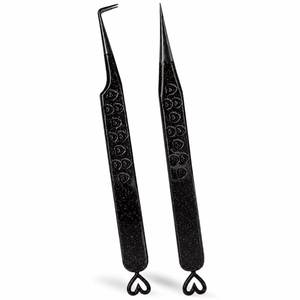 Pince à épiler pour cils Black Heart Tip, précision, acier inoxydable, pointe lisse pour extension de cils - Product Image 1