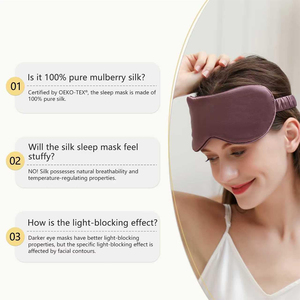 Wholesale 100% Silk Comfortable Soft Fabric Light Blocking <b>Eye</b> <b>Mask</b> Solid Color Breathable Eco Friendly Travel Wear <b>Eye</b> <b>Masks</b> - Product Image 6