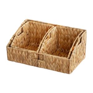 Lot de 3 paniers de rangement trapézoïdaux en jacinthe tressée ISLA pour étagères de garde-manger, bacs de rangement en osier polyvalents pour la maison, vente en gros - Product Image 5