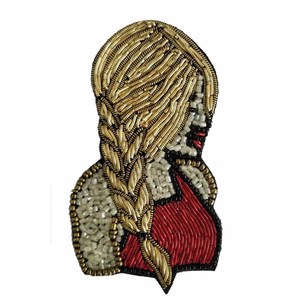 Handcrafted High Quality Classical Style Bullion Embroidery Brooch with Custom Design Canvas Fabric and Safety <b>Pin</b> Attachment - Product Image 4