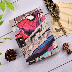 <b>A5</b> Comic Style Superhero Handmade Paper Journal Notebook with Lock Closure 100 Pages Premium Diary Pop Art Graphic Design Gift - Product Image 1