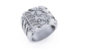 Bague de fiançailles et d'anniversaire de luxe pour homme en argent 925 plaqué platine, motif géométrique vintage, sertie de moissanite - Product Image 3