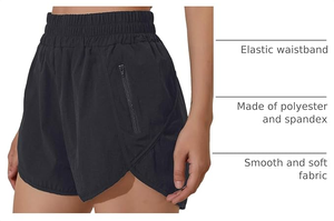 Shorts de course Bermuda pour femmes à séchage rapide avec poche zippée taille haute légers - Product Image 3