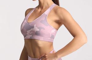 New Arrival Ladies Camouflage Sports <b>Bra</b> with Removable Cups Workout Running <b>Racerback</b> Padded Sports Gym <b>Bras</b> - Product Image 3