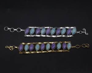 Agate German <b>Silver</b> Adjustable <b>Bracelet</b> Natural Agate Gemstone <b>Cuff</b> Handmade Fashion Jewelry - Product Image 1