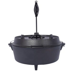 Pre-Seasoned Cast Iron Dutch Oven with Skillet Lid Outdoor Camping Deep Pot for Fireplace Cooking BBQ Baking Campfire - Product Image 5