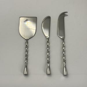 Ensemble de couteaux à fromage en acier inoxydable de haute qualité avec finition polie pour la cuisine, ensemble de 3 couteaux à fromage à manche torsadé pour la maison et l'hôtel - Product Image 2